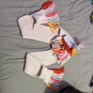 Unicorn cozy hooded scarf -built in pockets-